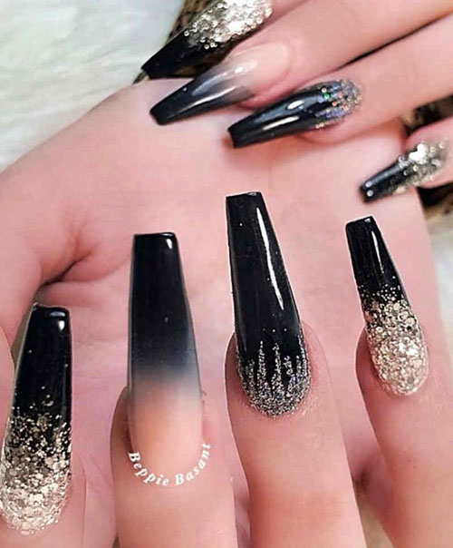 Glossy Black Acrylic Nails