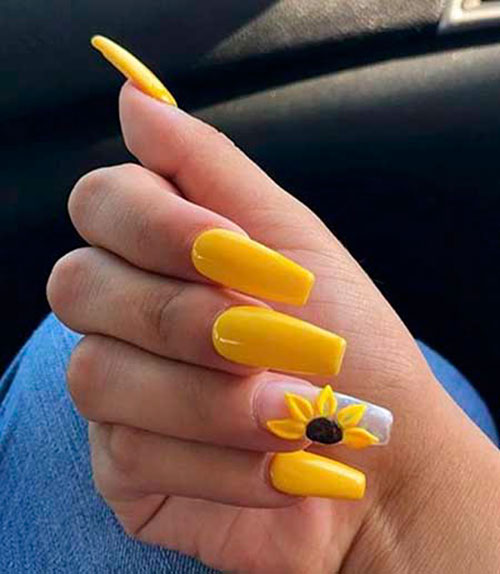Mustard Yellow Acrylic Nails