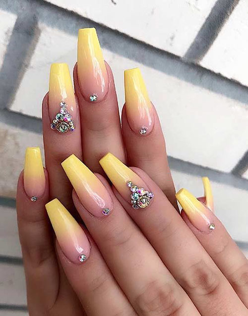 Yellow Sunflower Acrylic Nails